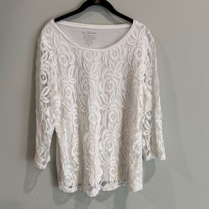 Chico’s  Women's white Floral Lace overlay Blouse